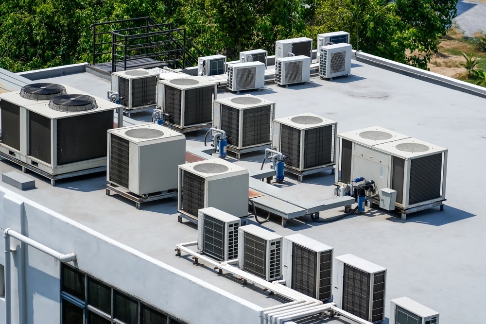 The External Units Of The Commercial Air Conditioning And Ventilation Systems Are Installed